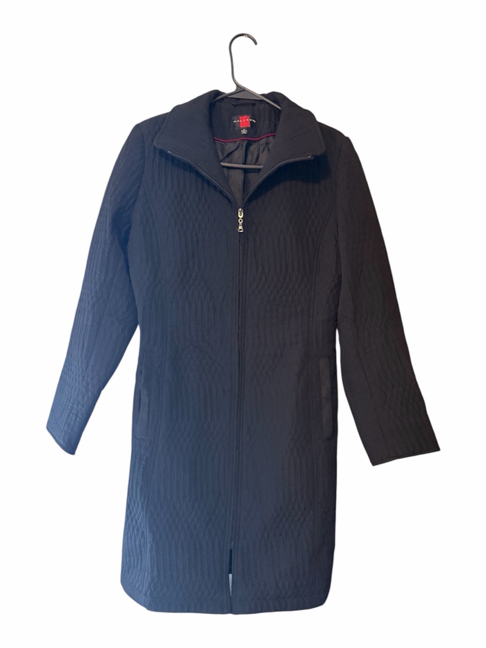 Gallery Black Quilted Mid-Length Trench Coat